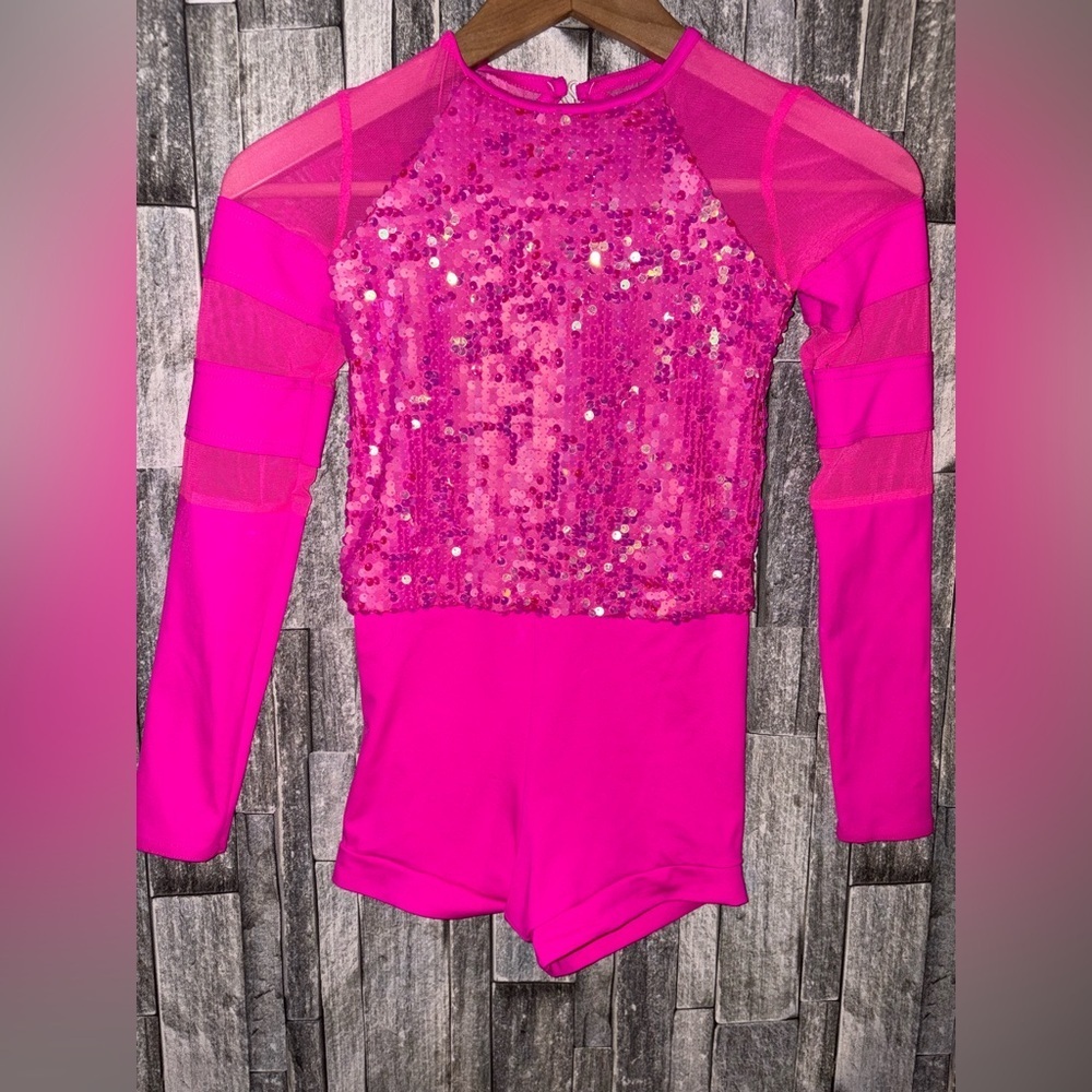 Weissman Pink Dance Leotard with Sequins